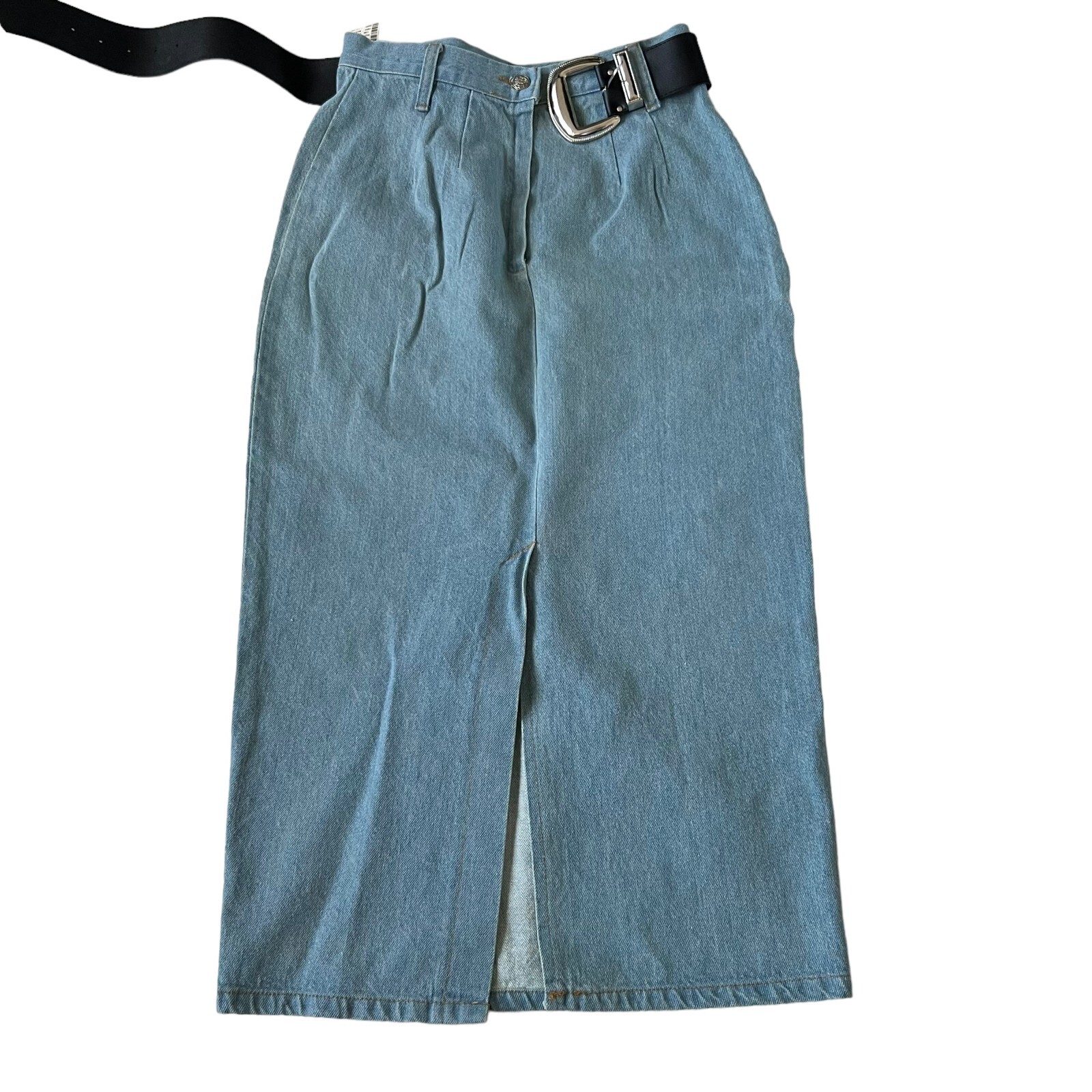 Vtg denim skirt long midi slit light wash size 9 juniors JCPenney Mixed Blues