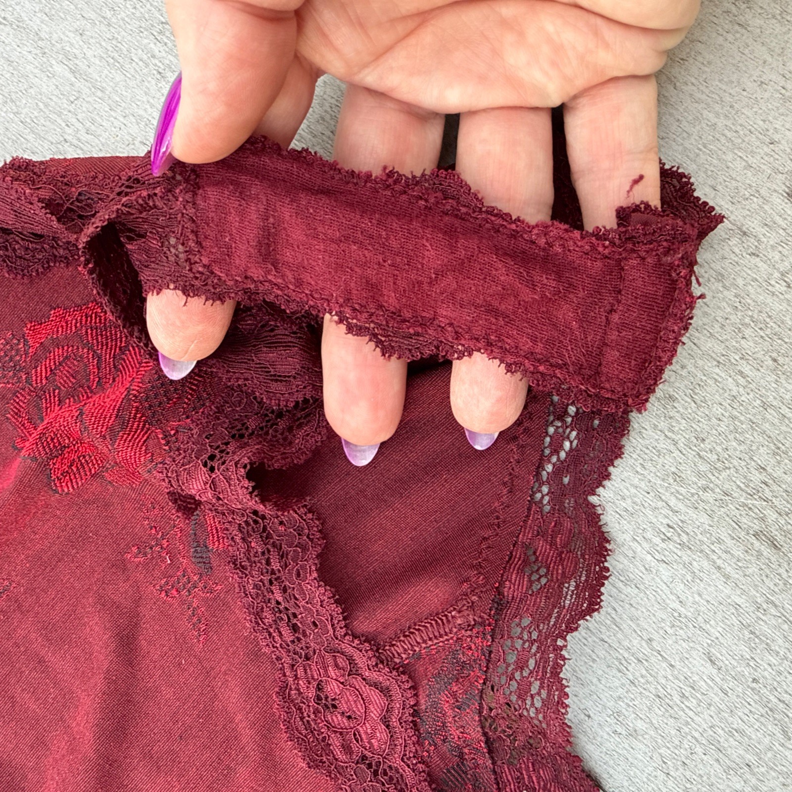 VTG 90s ARIANNE Medium Cranberry Lace Trimmed Underwire Teddy Lingerie Boudoir