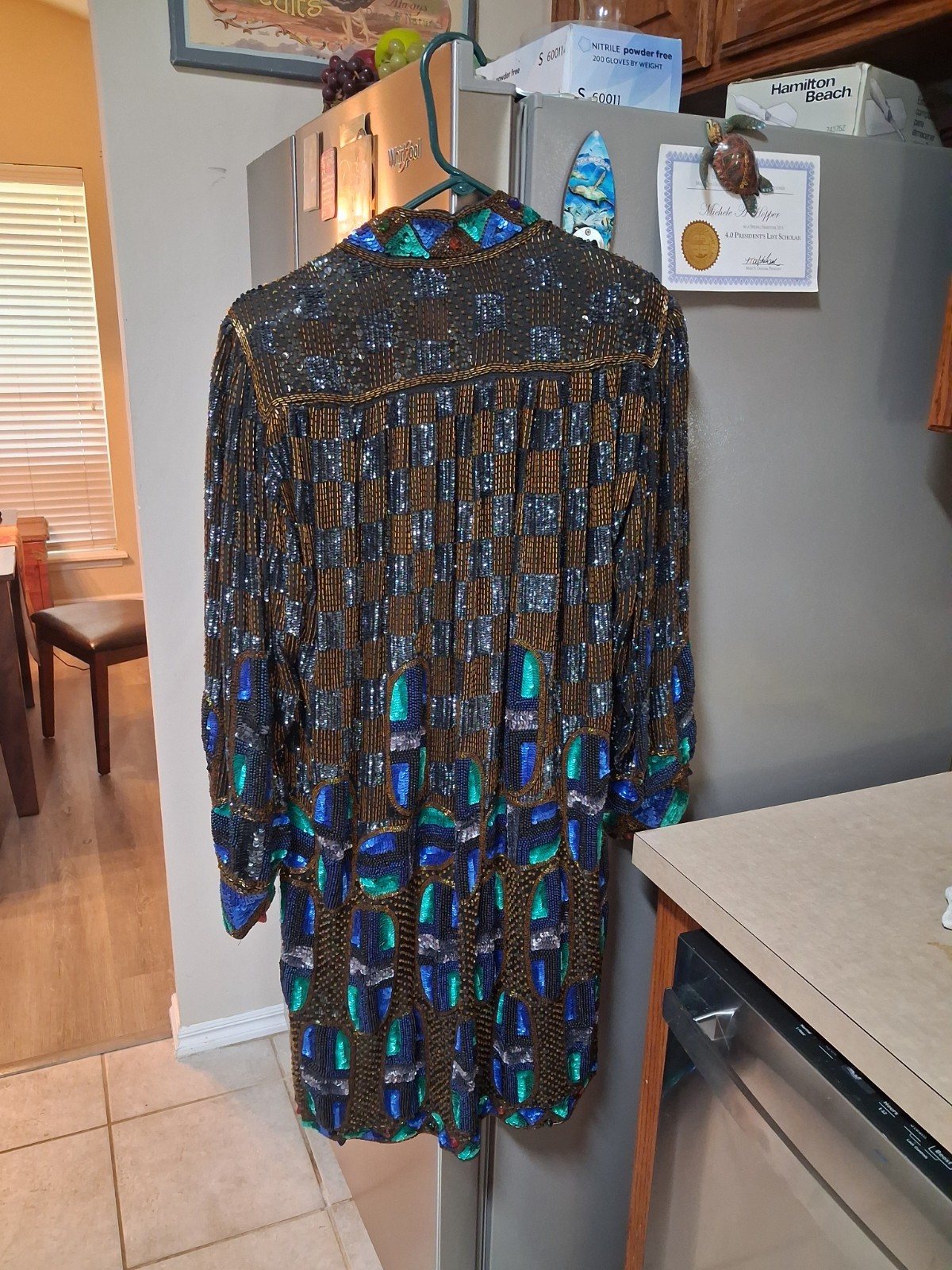 Stunning Vintage 100% Pure Silk Heavily Beaded Statement Jacket