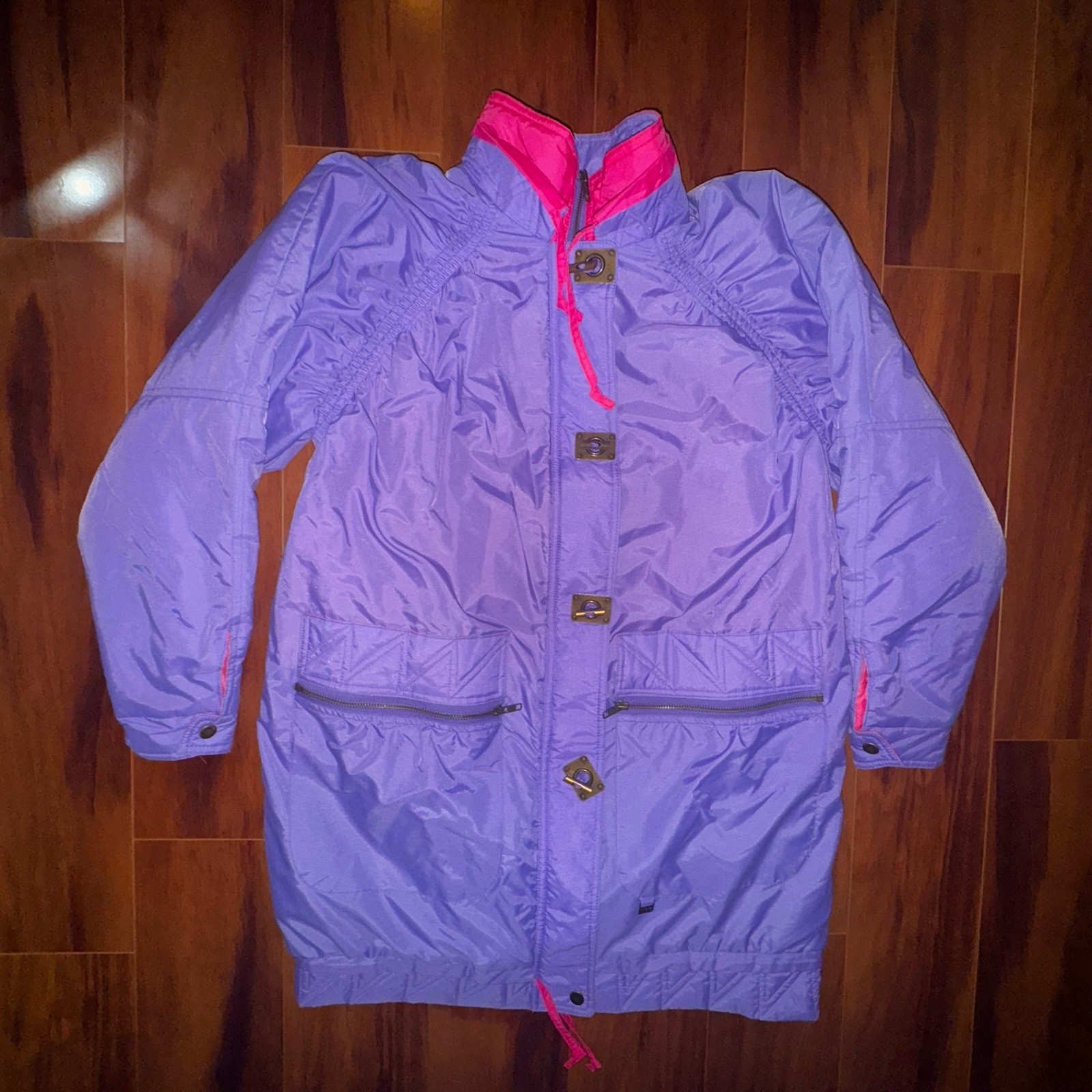 Vintage McGregor 90s Purple Pink Colorblock Ski Jacket S Fleece Lined