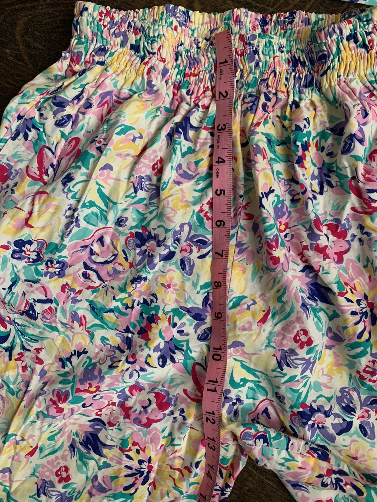 Vintage Brass Plum Nordstrom Floral 2piece Short Set Petite 8 Rayon