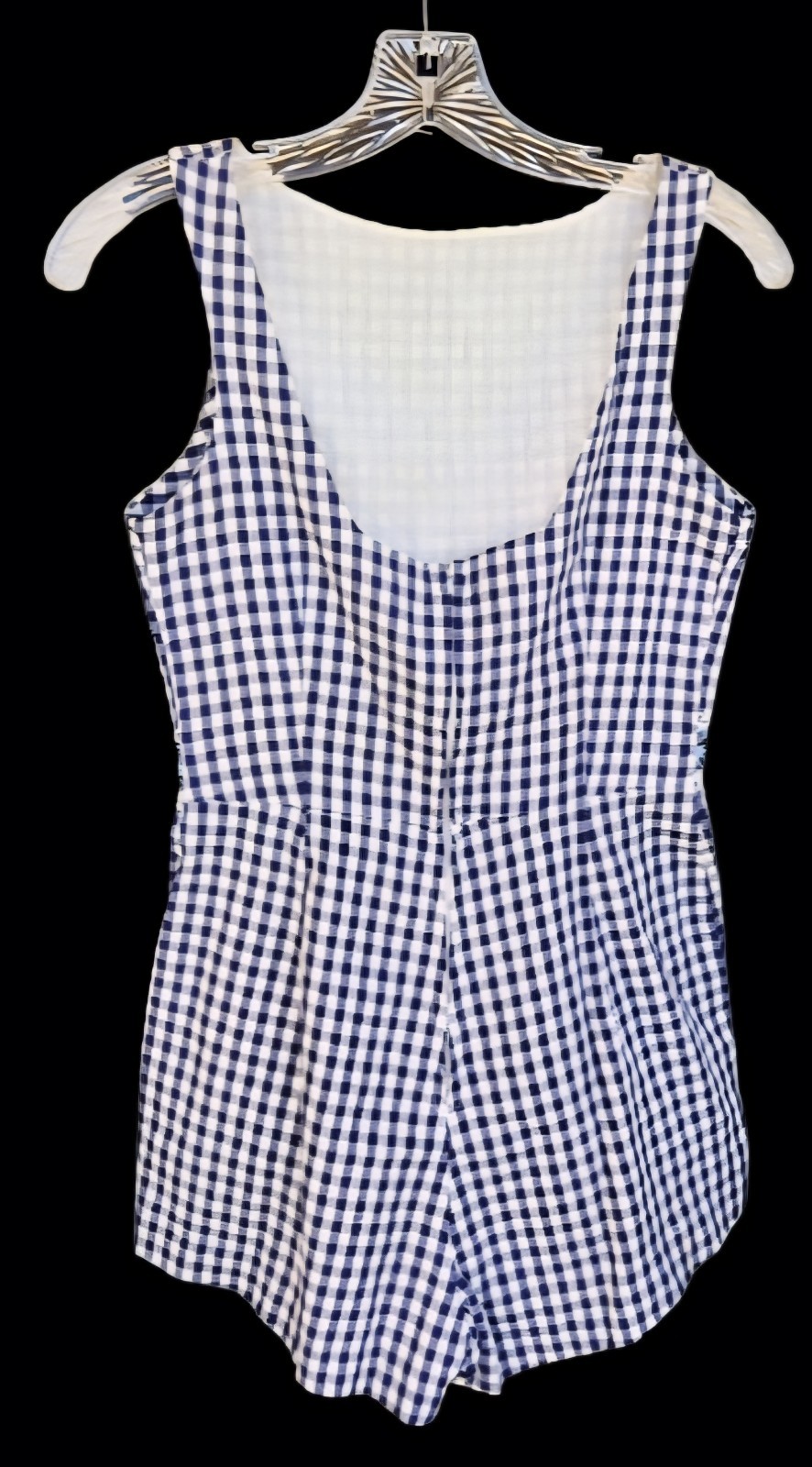 1950s CAROL BRENT Gingham Style Romper With Embroidered Waist Band Size Small