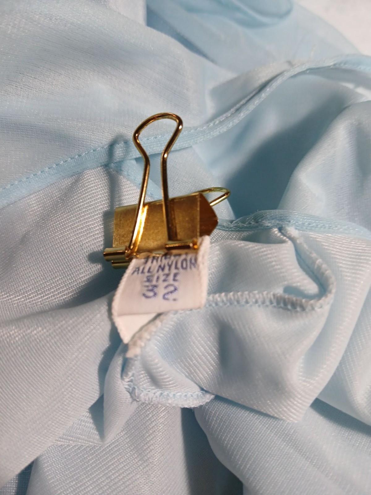 Vanity Fair Vintage 50s Blue Nightgown Size 32 Ribbon Trim Double Nylon Lace
