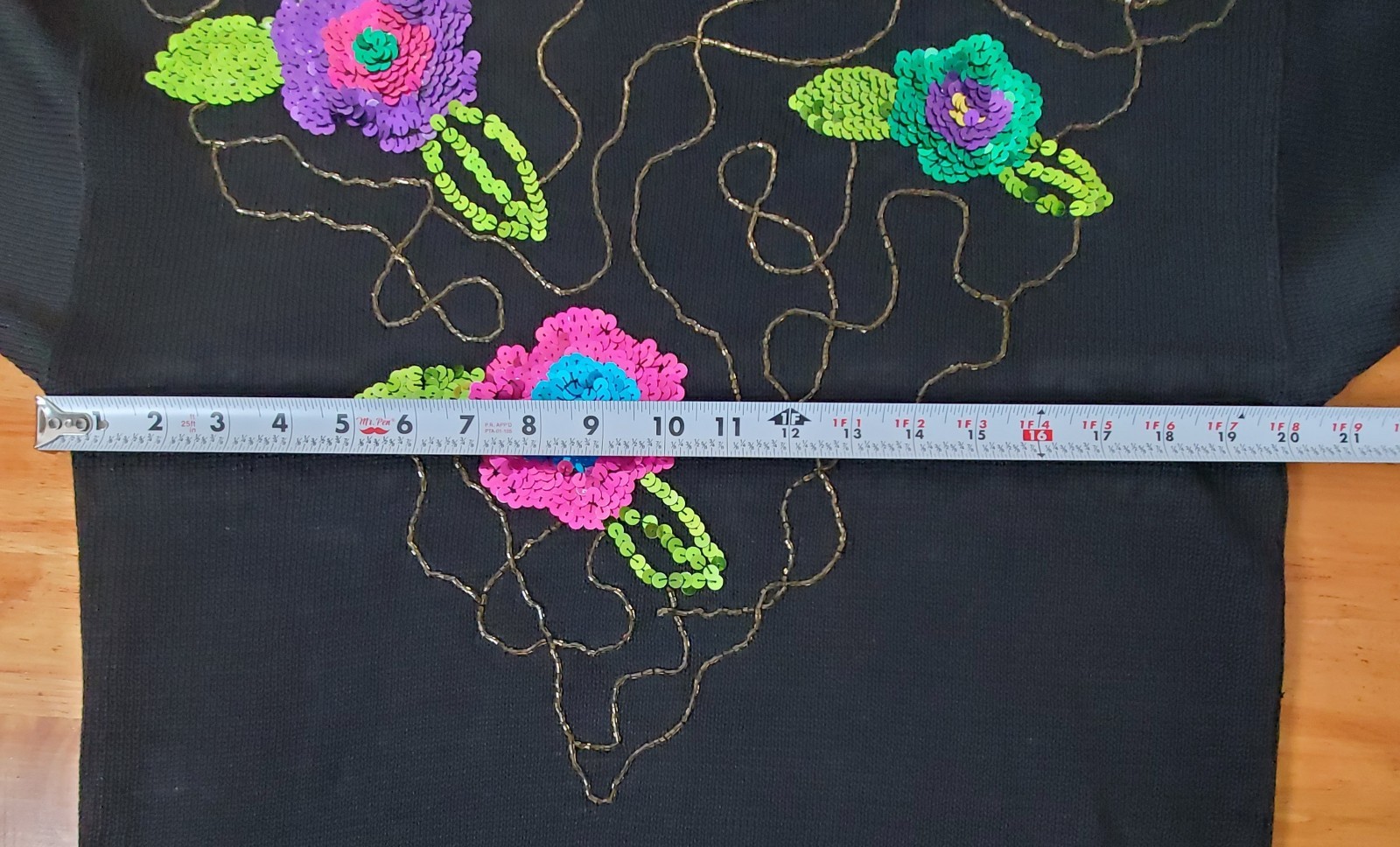 Vintage Rave Y2K 90’s Sequined Beaded Mock Neck Floral Sweater Hippie Maximalist