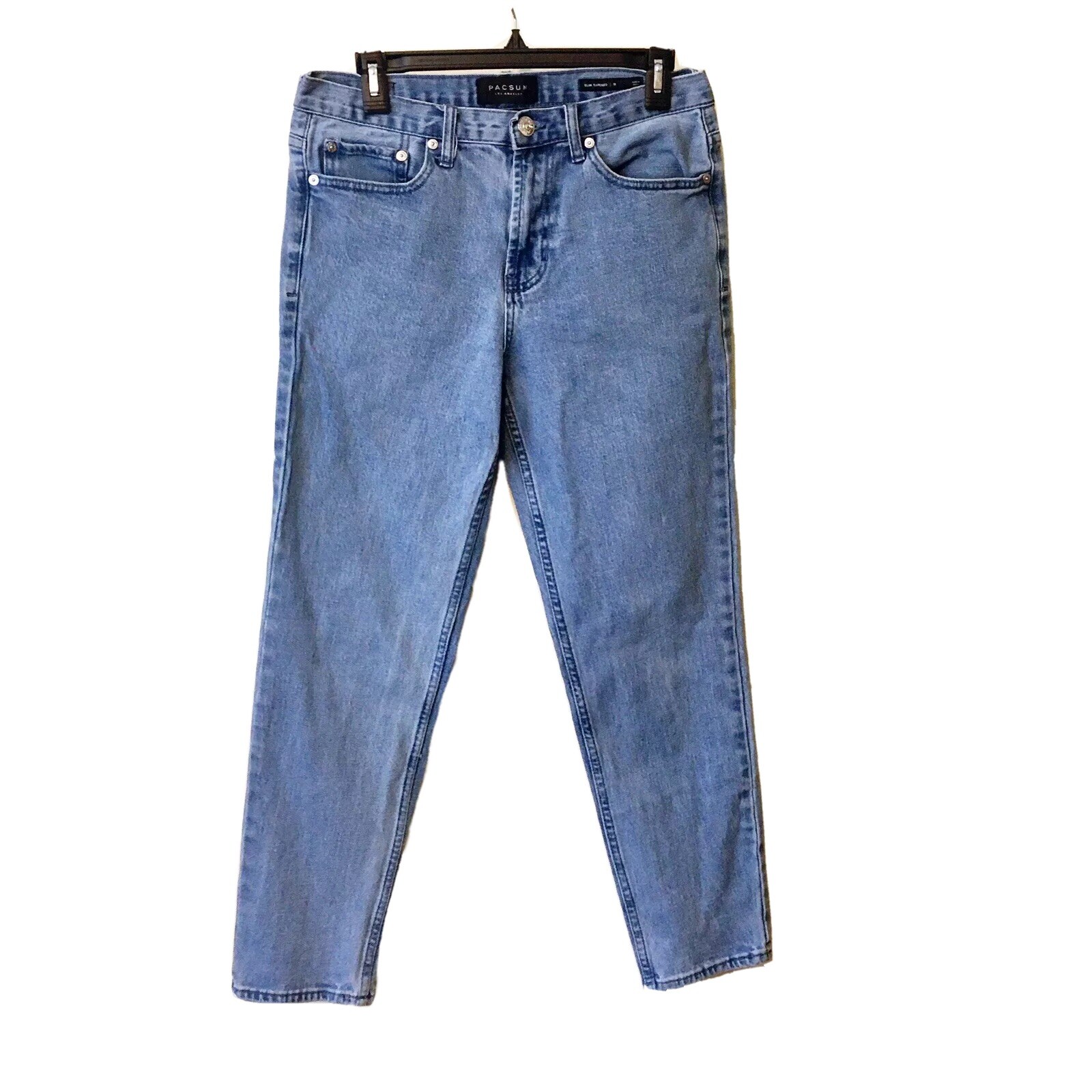 Pacsun Jeans Women 31×28 Slim Tapered Stretch Light Wash High Waist 90s Mom Y2k