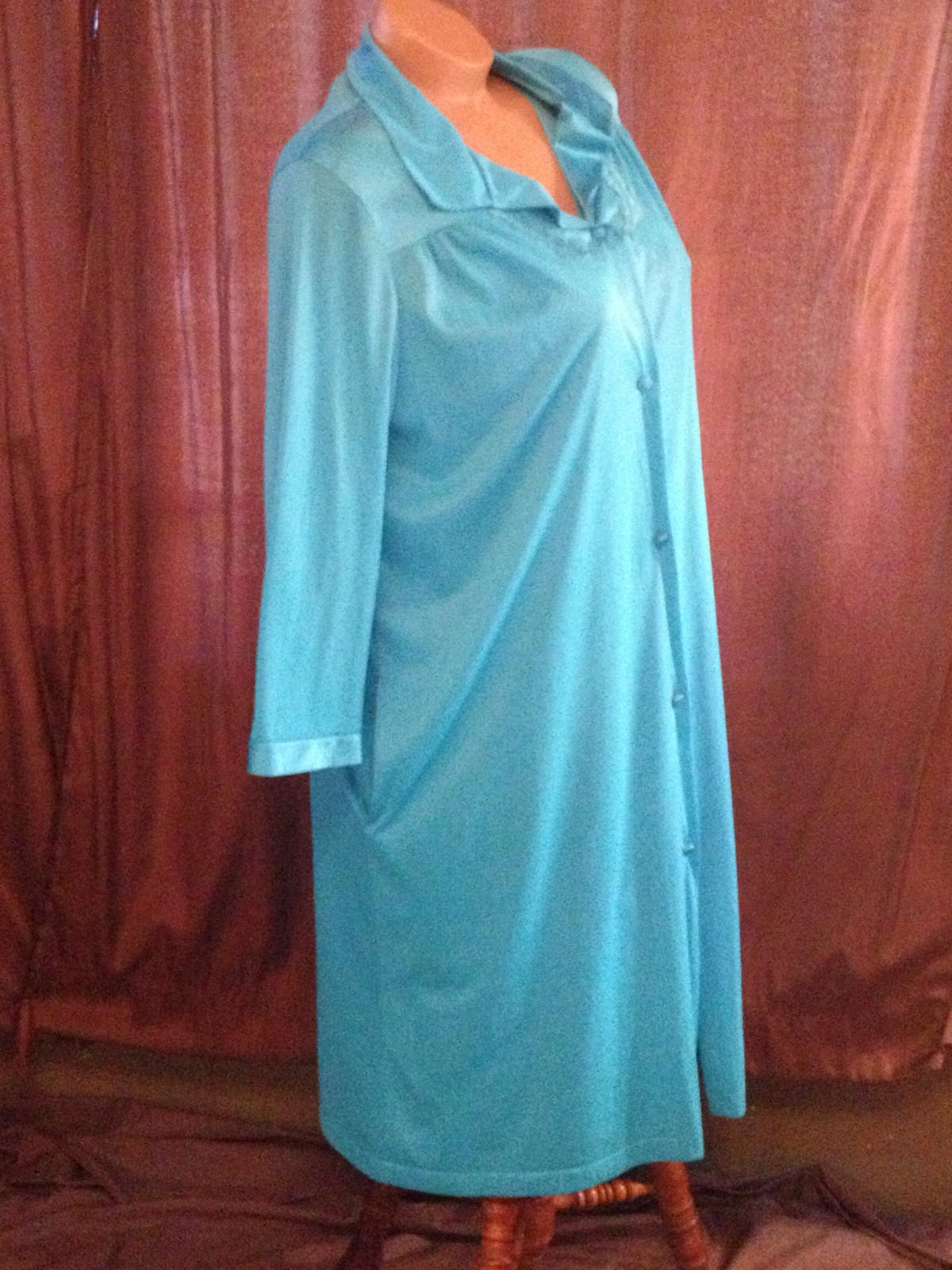 VTG VANITY FAIR ROBE & GOWN NYLON Chiffon RETRO BluePeignoir Sissy Négligée L68