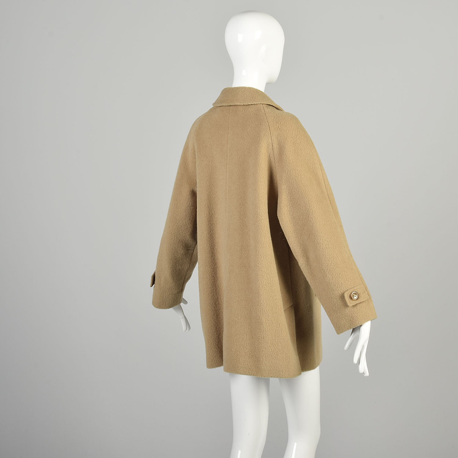 XL 1970s Tan Wool Coat Winter Raglan Sleeve Comfortable Classic Car Coat