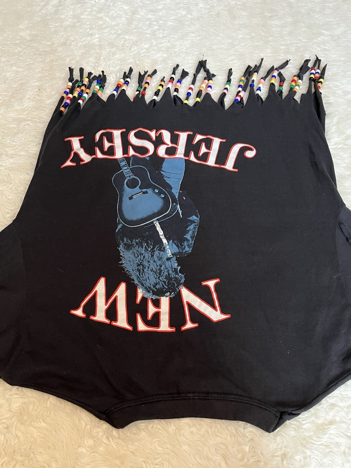 Vintage Bon Jovi T Shirt 1989 New Jersey Beaded Size L Womens Unisex Glam Rock