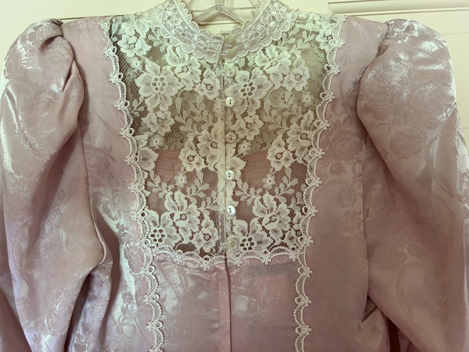 Scott McClintock pink cream brocade lace peplum bow midi dress bridal