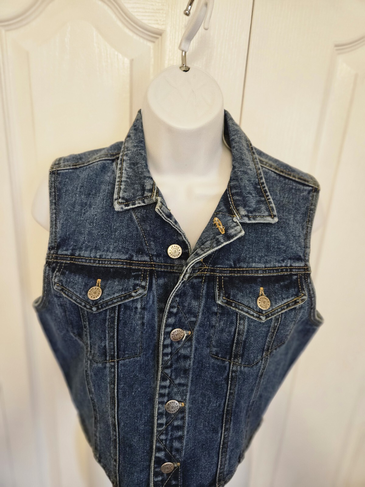 Vintage 90s Breaker Jeans Womens Vest Size Small Button Down Denim Biker