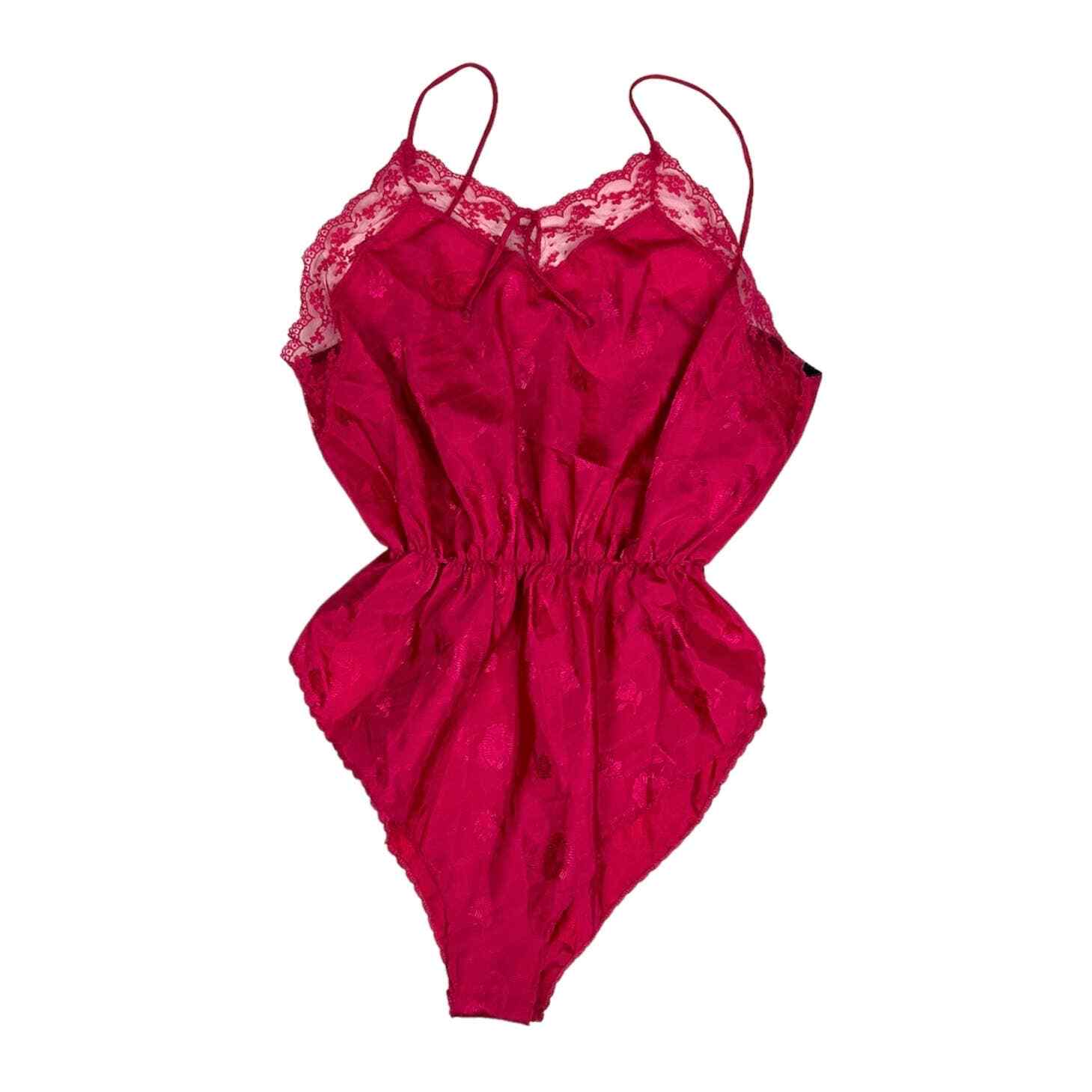 Vintage 90s Avon fuschia pink slip bodysuit size M