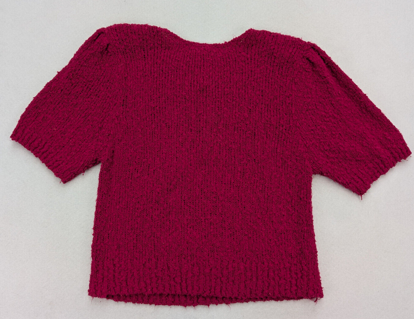 Yarnworks Vintage 90s Women’s Sweater Size 42 Raspberry Pink Short Sleeve