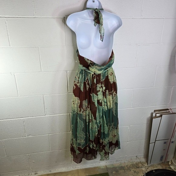 Vtg Y2k Nicole Miller Silk Floral Halter Fairy Coquette Dress