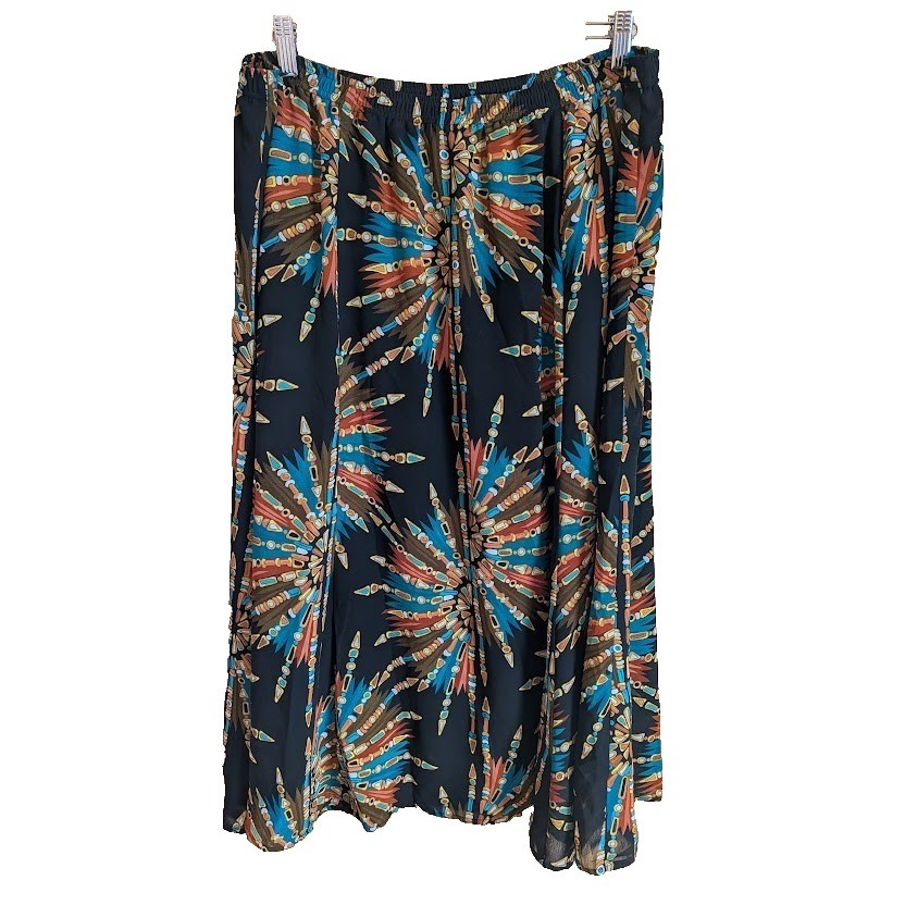 Bob Mackie Skirt 1X Funky Colorful Print Stretchy Flowy Bright Artsy Maximalist