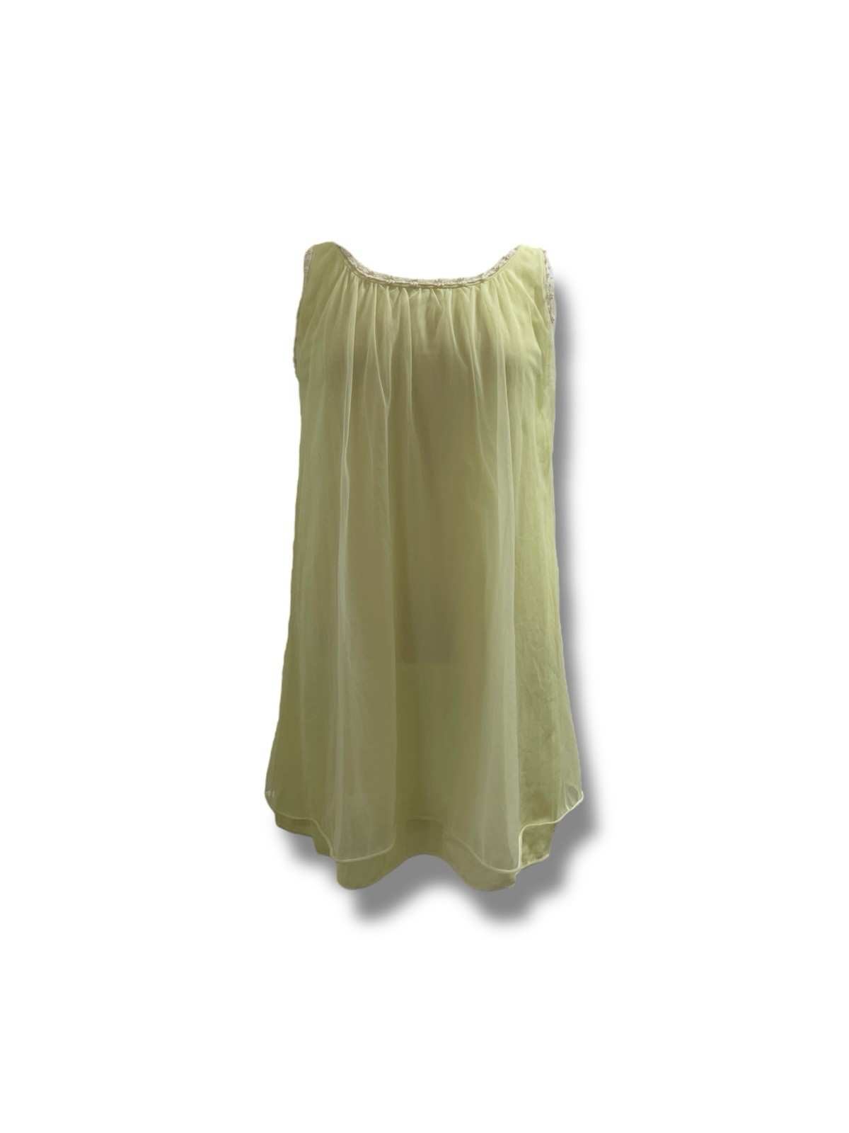 Vintage 60s 70s Sears Baby Doll Slip Dress Nightgown Size Large Yellow