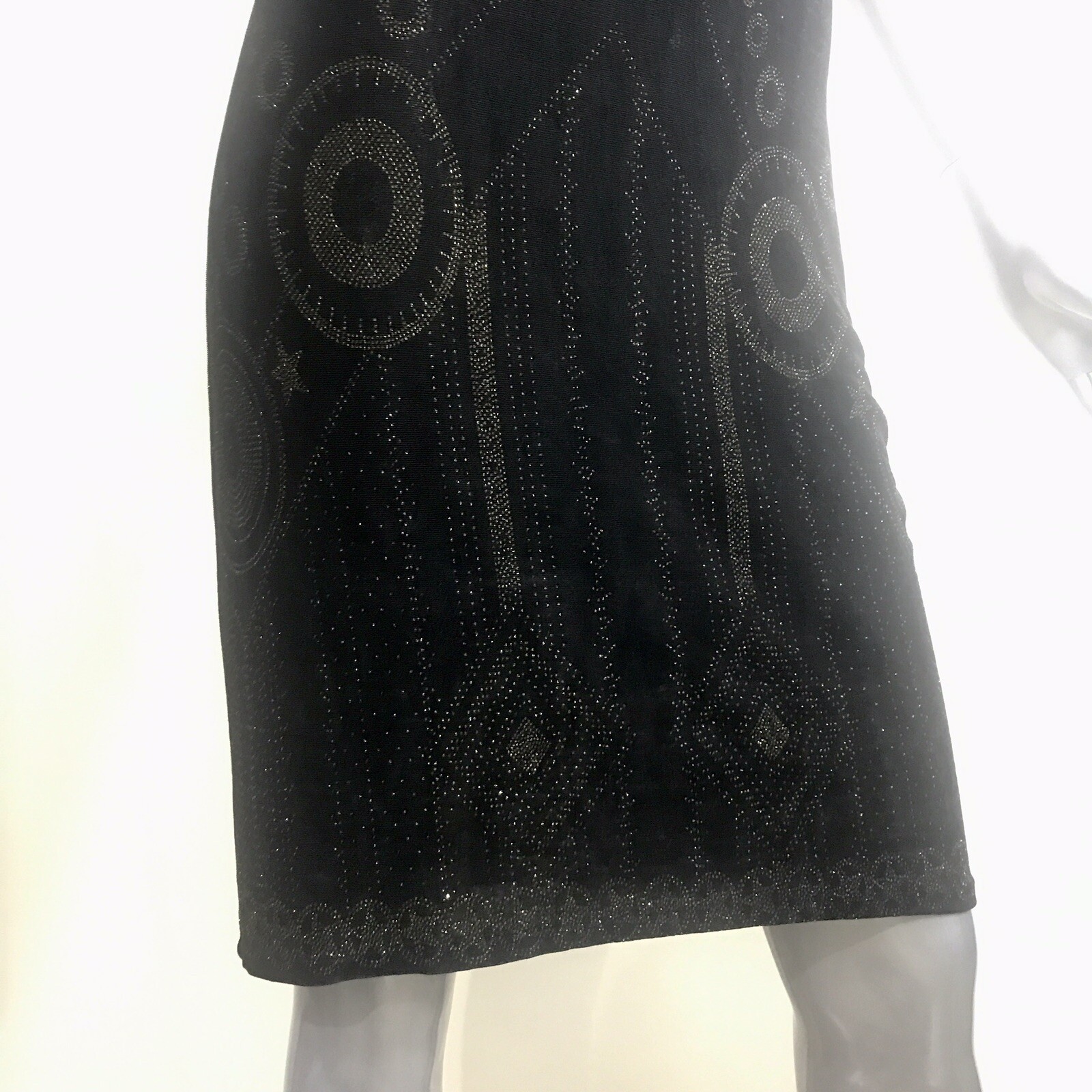 Vintage 90’s Mica Women’s Medium Fitted Black Astrological Stars Abstract Dress