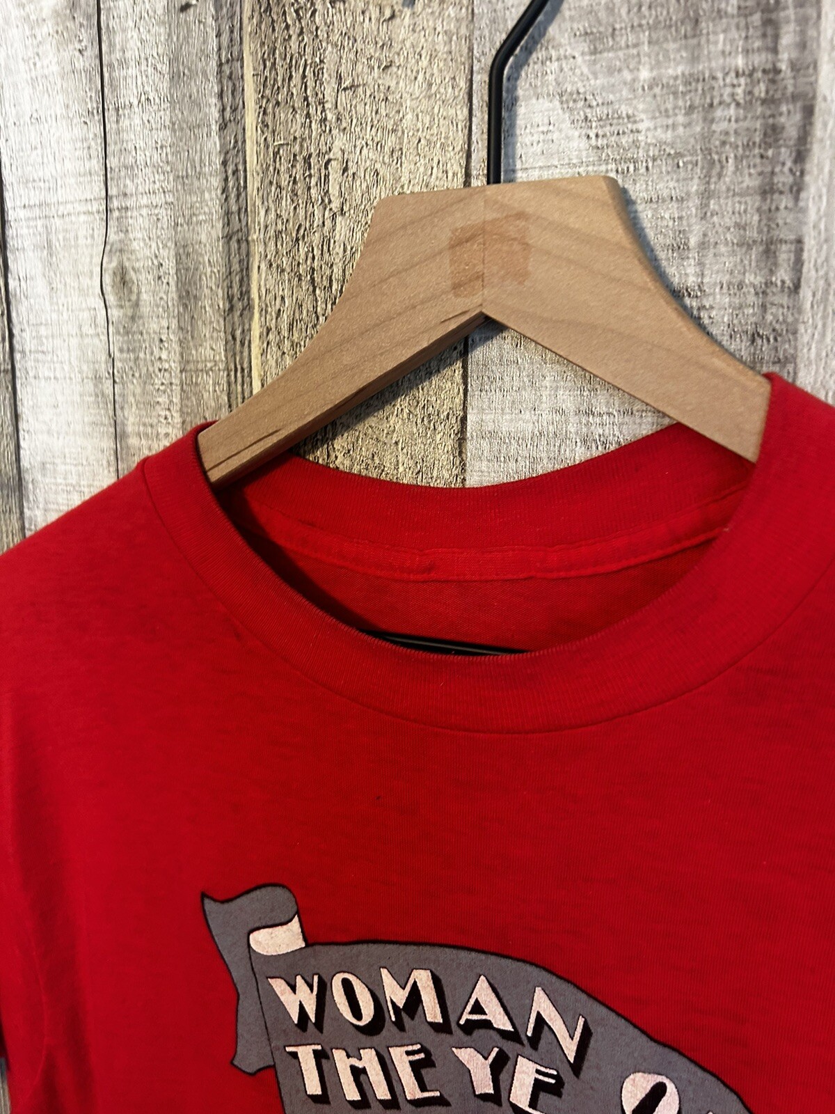 Vintage 80s Woman Of The Year Black Cat Graphic T-shirt Single Stitch Lg VTG USA