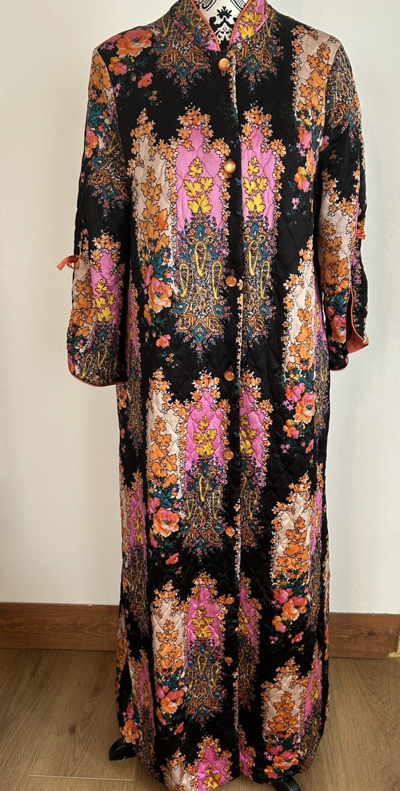 Vintage Cozy Creation Housedress Med Tall Crepe Long Sleeve Paisley 60s