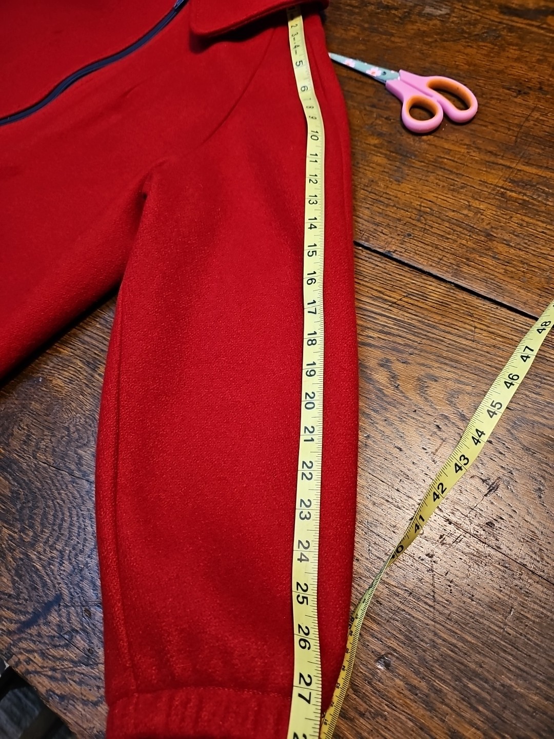 Vintage Abbmoor Red Wool Collared Coat Wool/Acetate Liner Deep Pockets Full Zip