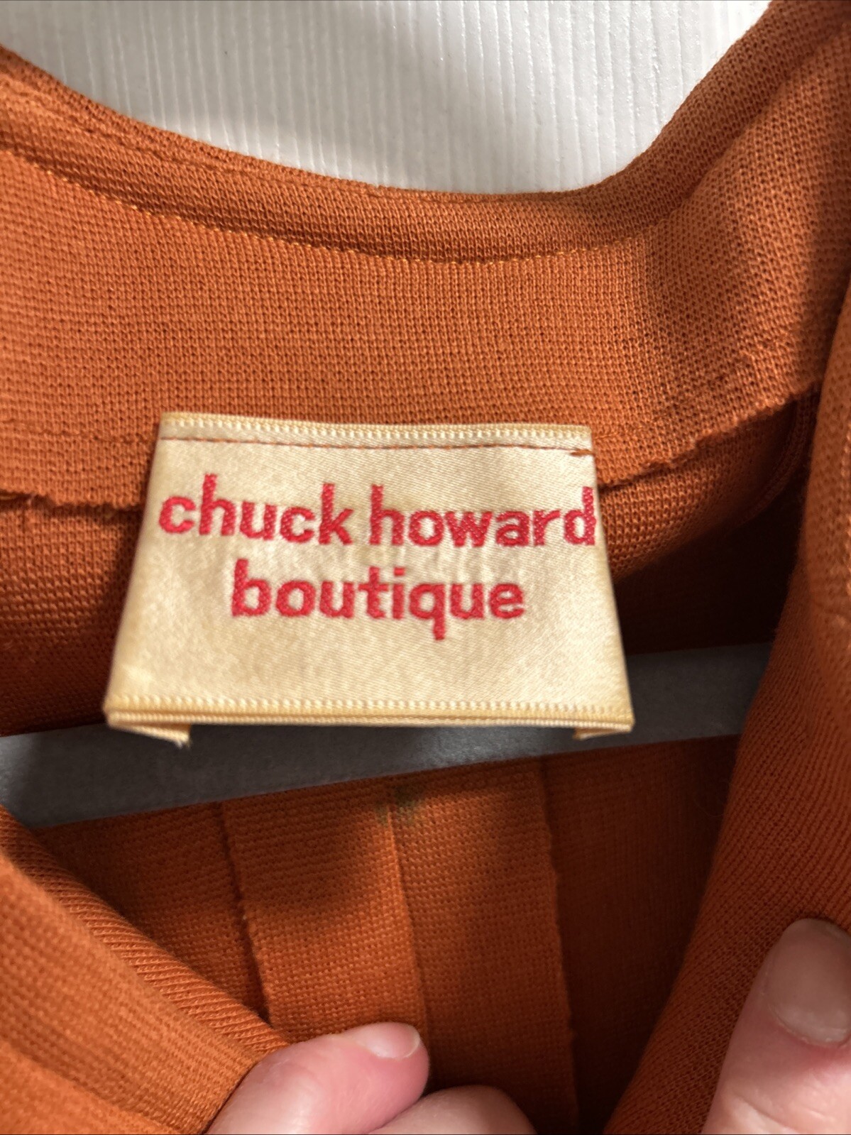 Vintage 70s jumper burnt orange color Chuck Howard boutique damage see DAMAGE