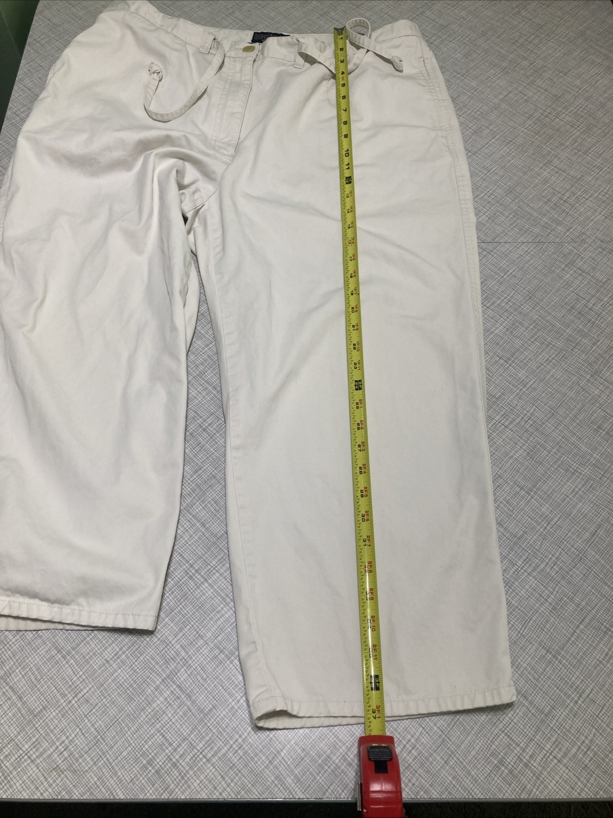 Vtg 80s 90s Herman Geist Sport Tan Capri Pants Drawstring Plus Size 20W FLAWED