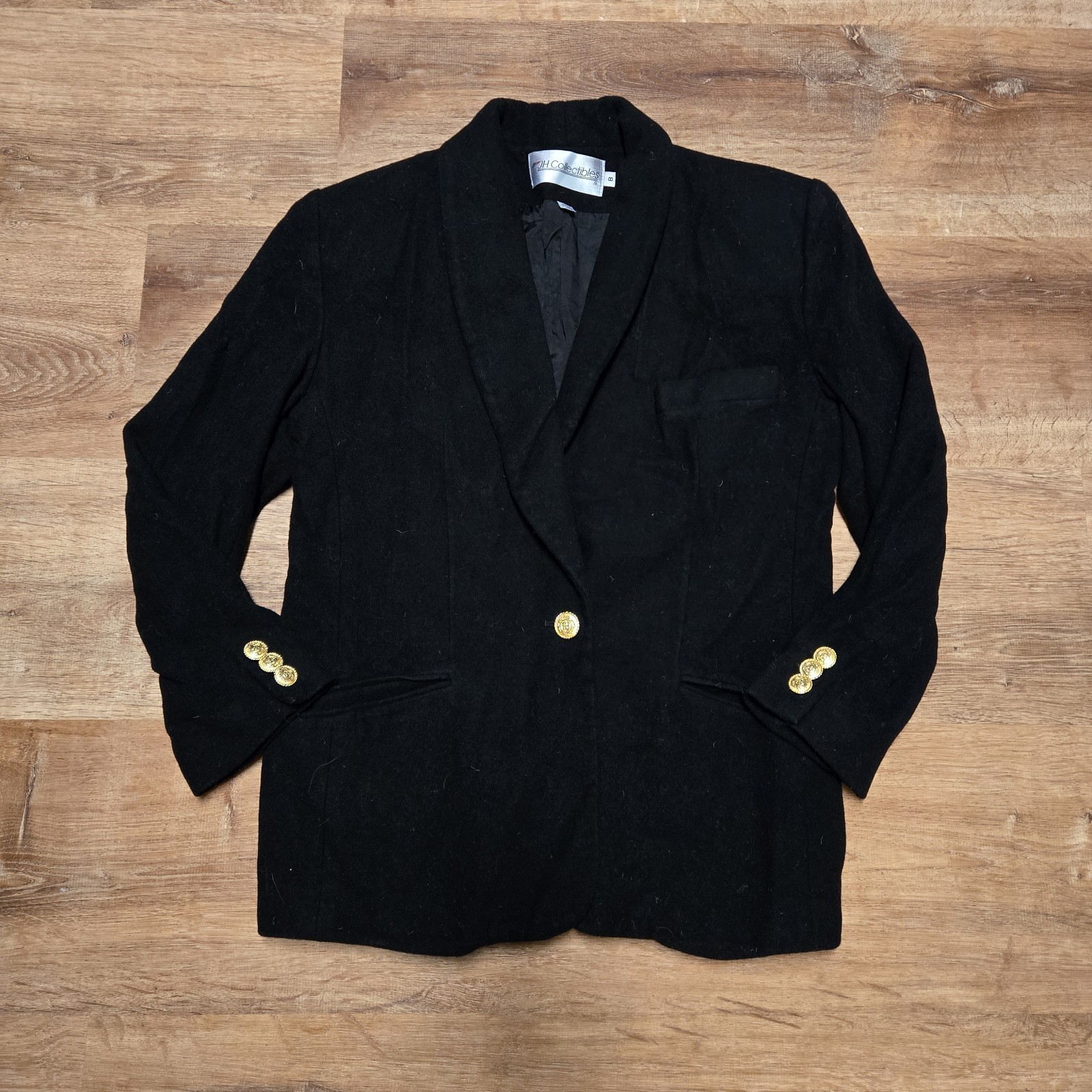 Vintage JH Collectibles Black Blazer Wool Cashmere Blend Union Made In USA Size