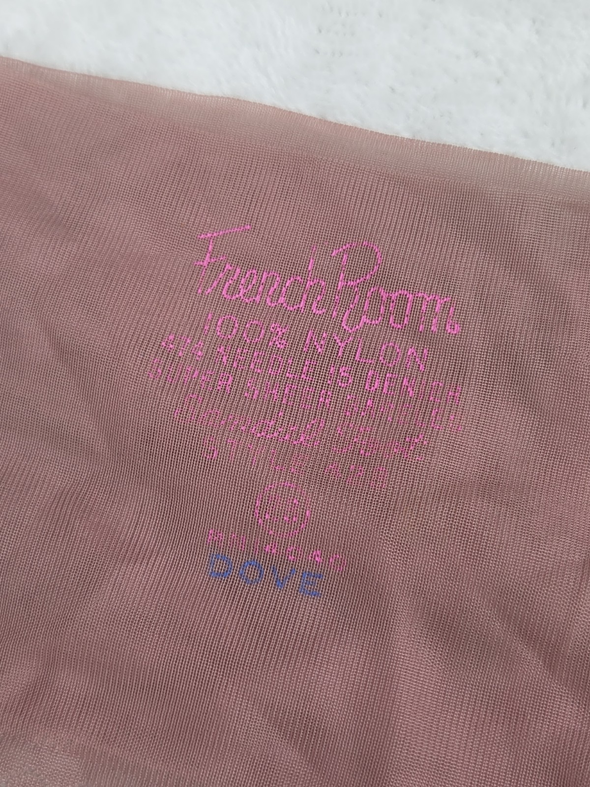 Vtg French Room Super Sheer Sandal Foot DOVE Garter Nylon Stockings Size 9 M