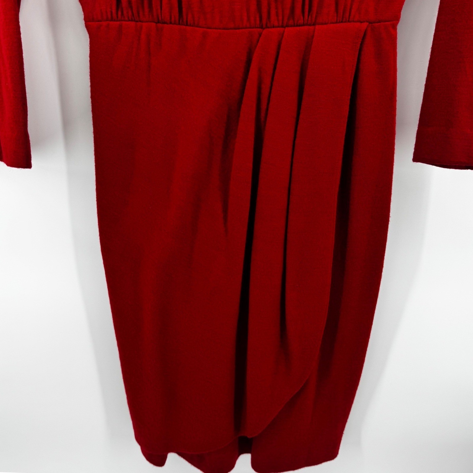 Carol Anderson Petite Red Wool Blend Belted Midi Dress Vintage Long Sleeve Sz 8