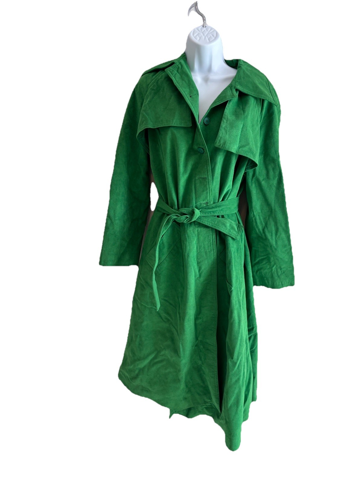 Vintage Chester Weinberg for Samuel Robert Green Suede Trench Coat Skirt Set