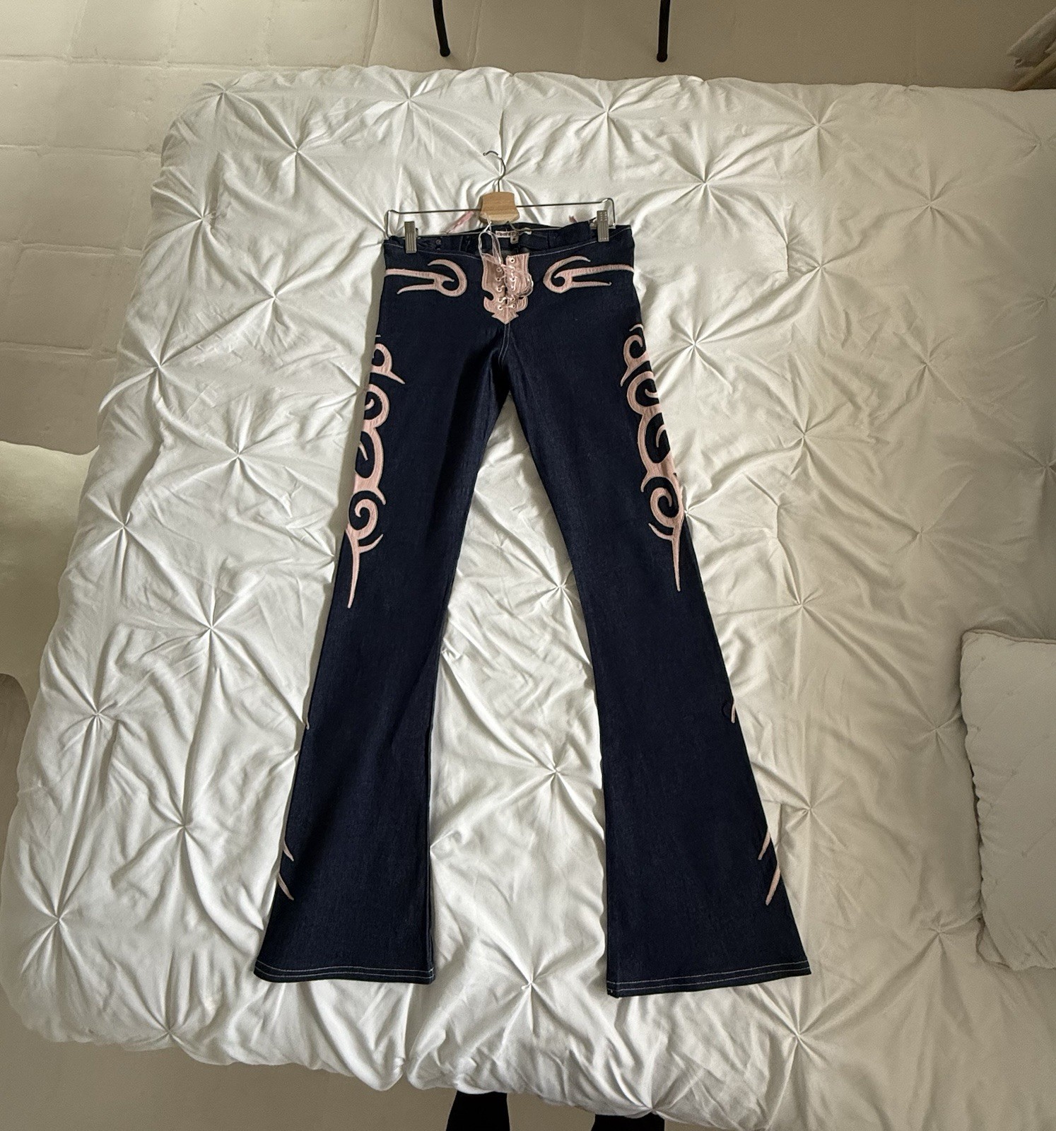 Vintage Electric Barbarella, Pink Tribal Cut Out Jean