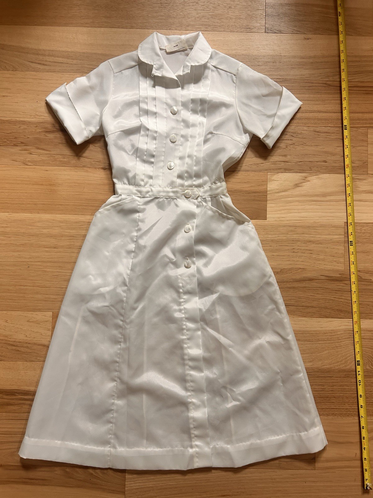 1940-50s Vintage Nurse Waitress Uniform White Dacron Poly Modiform By Paul Jones