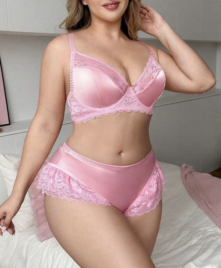NEW GLOSSY 2nd Skin Stretch Satin 40C Bikini Panties & Bra Set