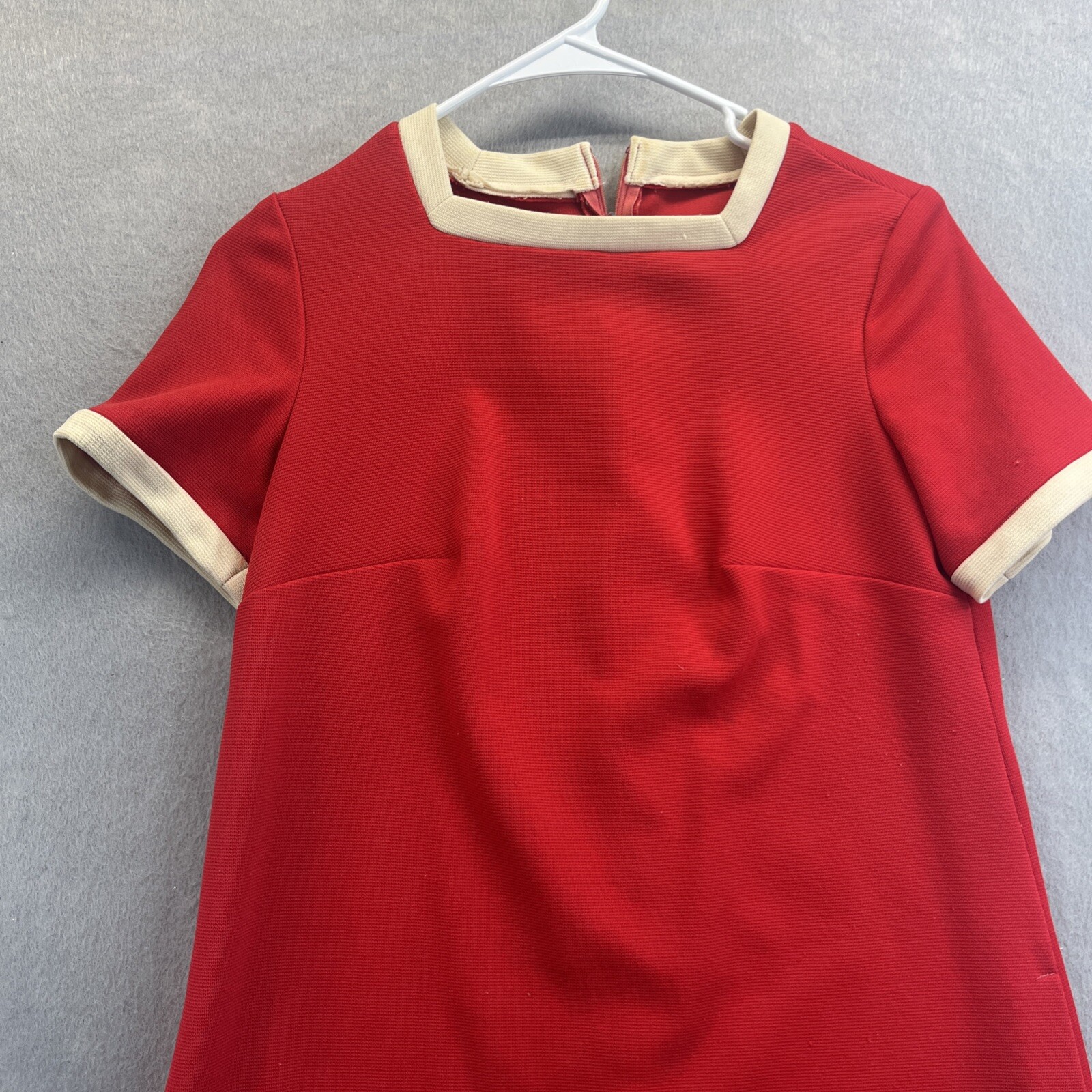 Union Made ILGWU Red Dress Vintage 60s Pockets Read Single Stitch
