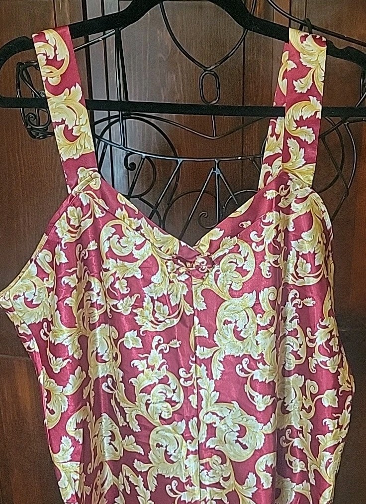 Vtg Lauren Rogers Silky & Satiny Nightgown & Robe Linegerie Pajama Set 1X EUC