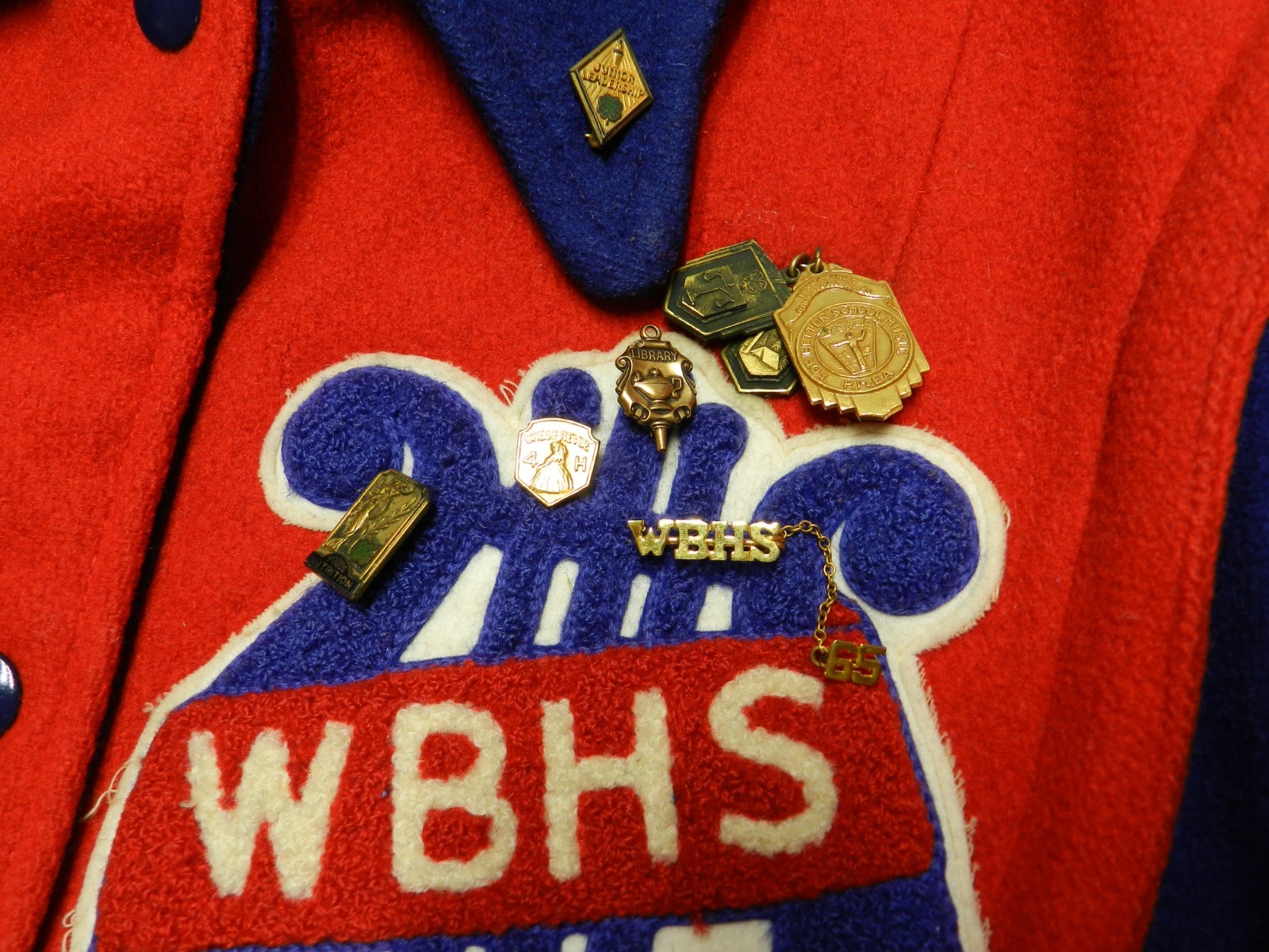 Vintage 1966 High School Letterman’s Jacket Red & Blue Wool Ladies Size 16
