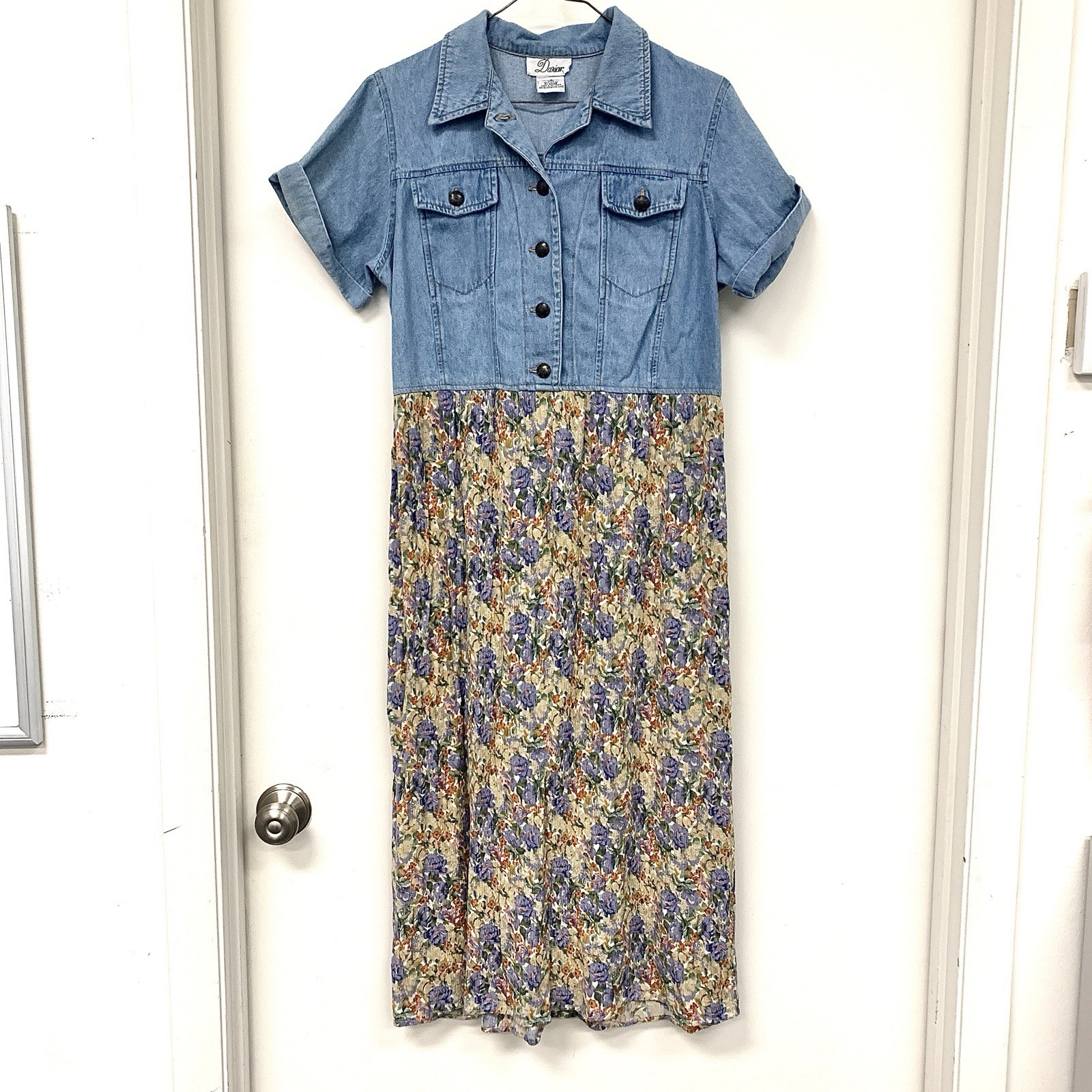 Vintage Darian Cottagecore Shelf Dress Size 10 Denim Top Rayon Bottom