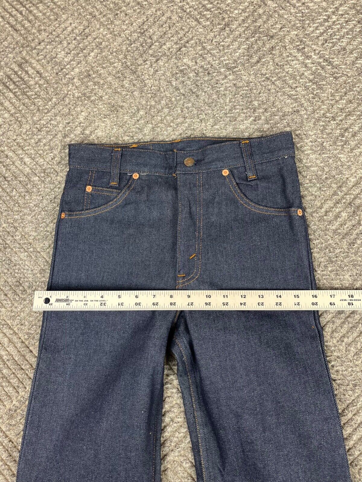 Vintage 80’s Levi’s 716 Saddleman Student Jeans 28×33 Dark Wash Bootcut NOS