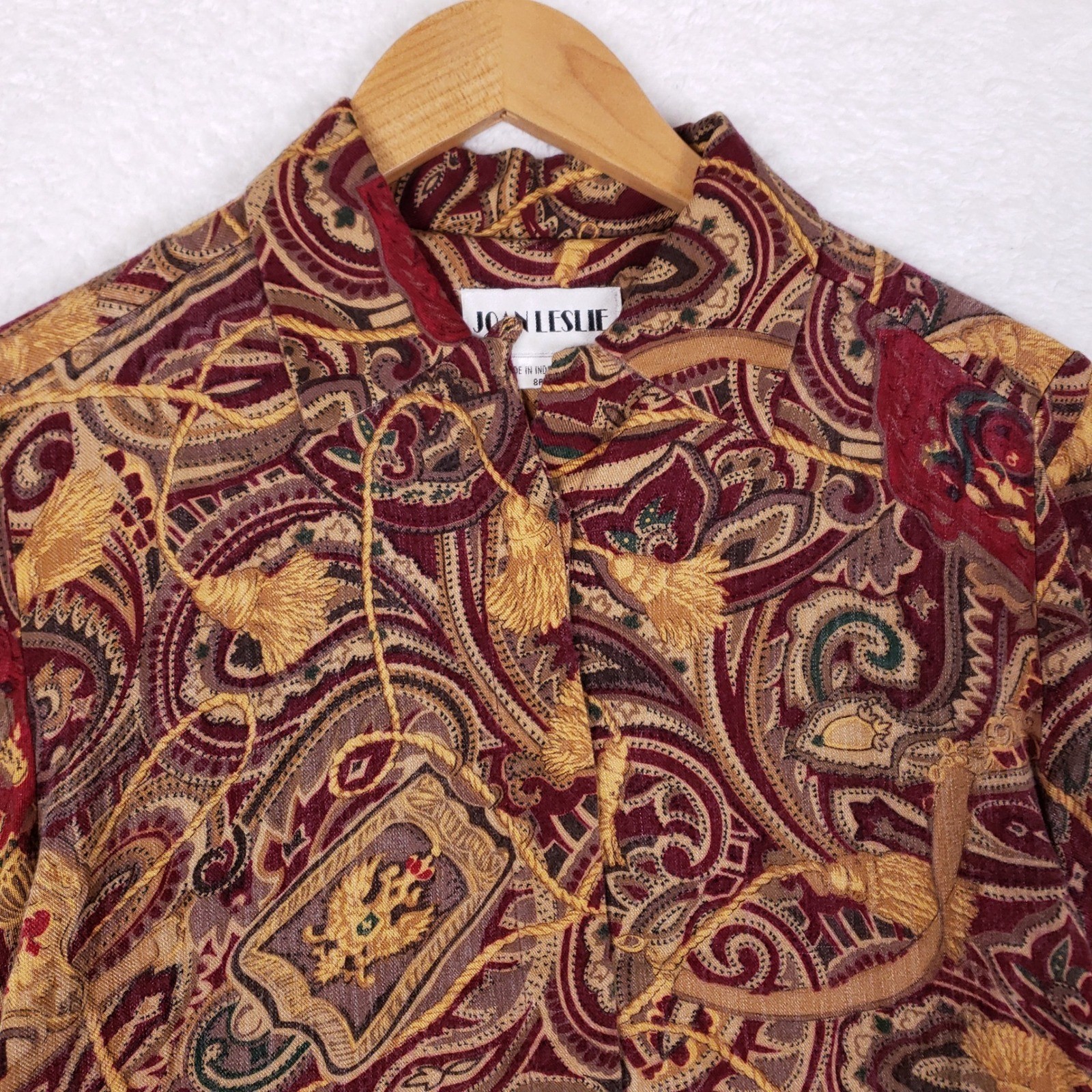 JOAN LESLIE Button Up Shirt Womens 8P Regular Fit Multicolor Paisley Vintage