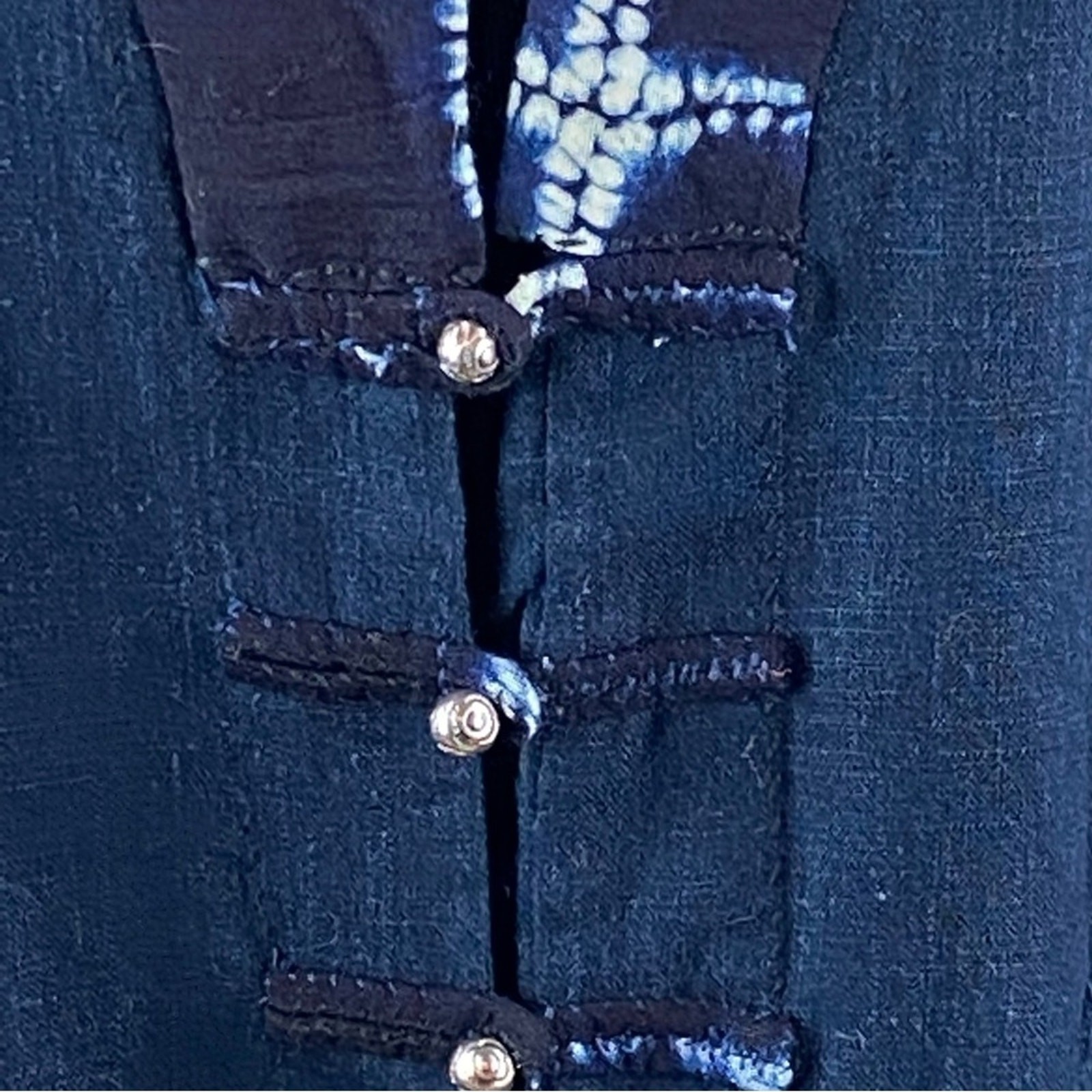 Boho Womens Handmade Lightweight Indigo Batik Jacket Size M/L Art to Wear