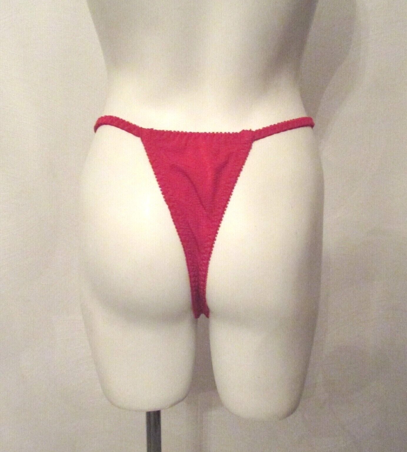 Van Dale Red Ribbed Stretch Nylon Spandex Hipster String Bikini Panties fits S-L