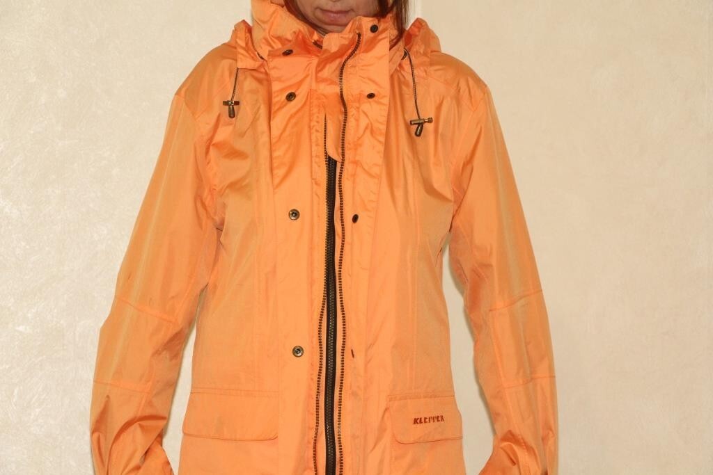 Vintage orange windbreaker, water resistant jacket coat jacket with hood, Size S