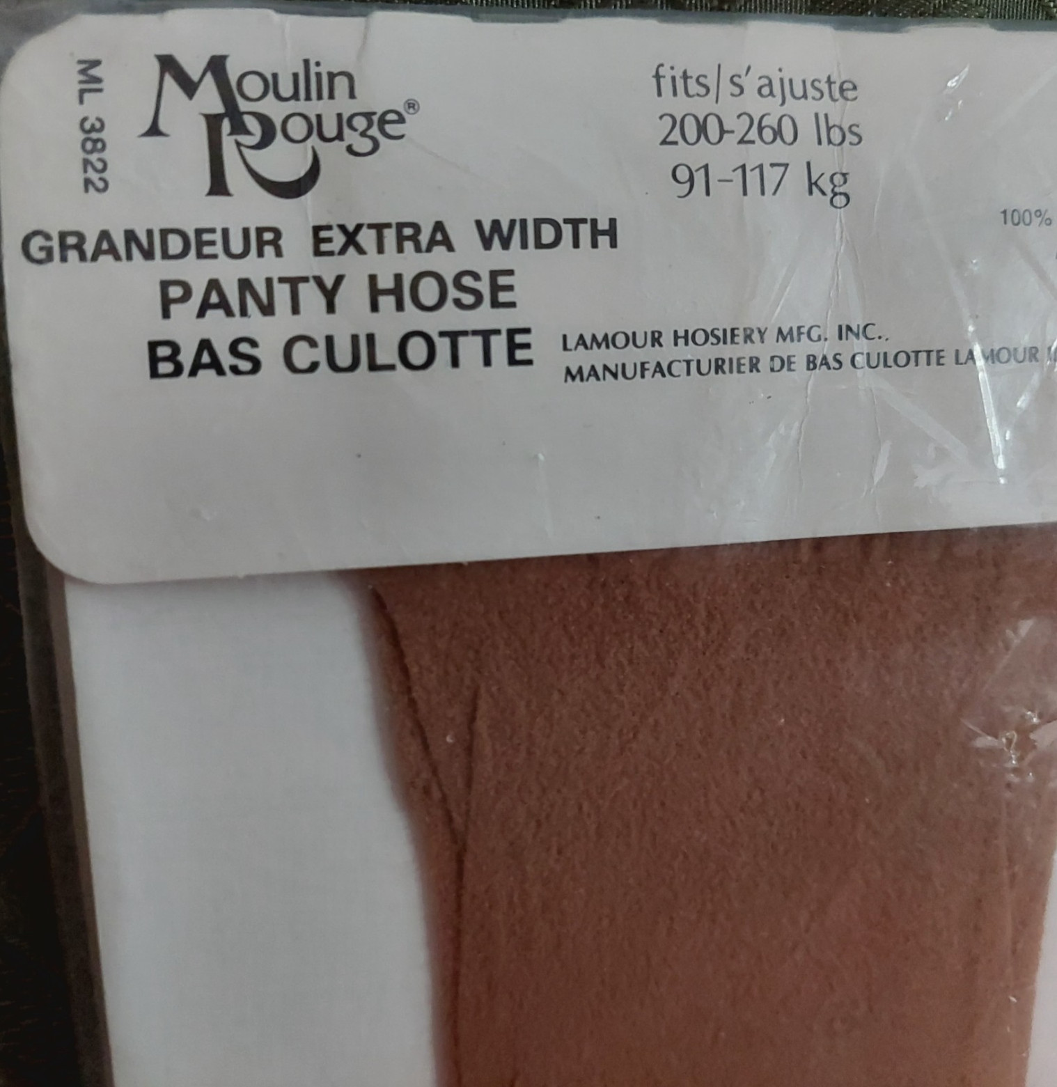 Vintage Pantyhose Rare Moulin Rouge Color Beige Queen 4X BFRIP2