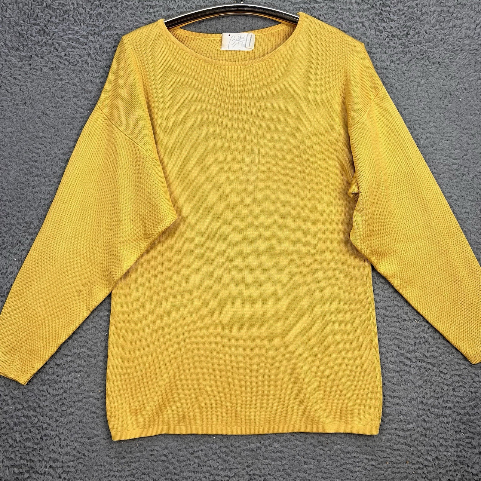 VTG Belford 100% Silk Top Medium Yellow 3/4 Sleeve Quiet Luxury Nautical Beach
