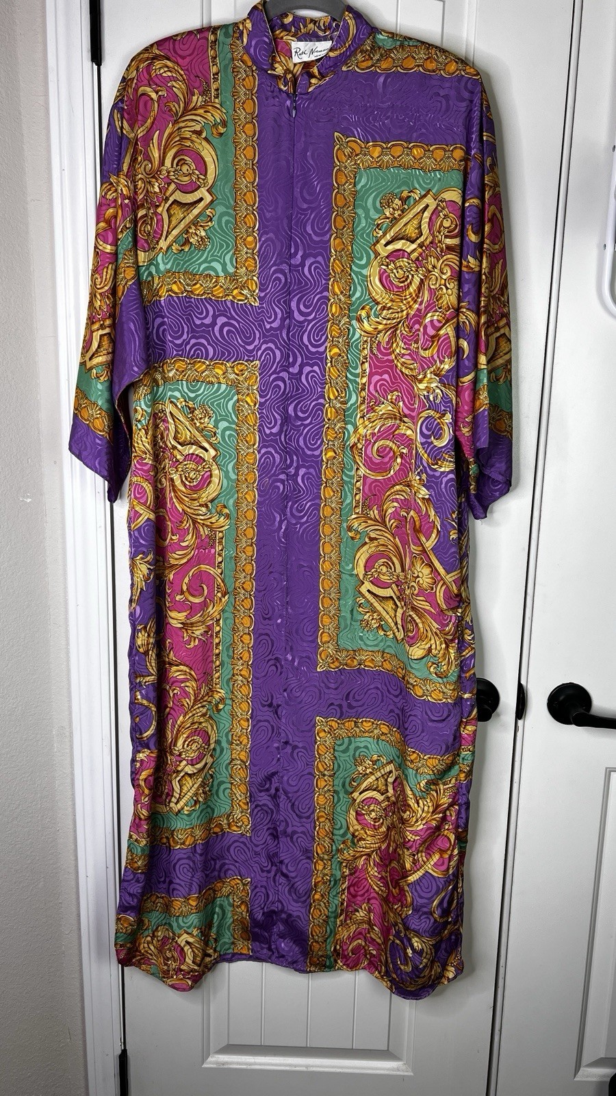 Ruth Norman New York Vtg Caftan Maxi Dress Sz S Regal Retro Muumuu Golden Girls