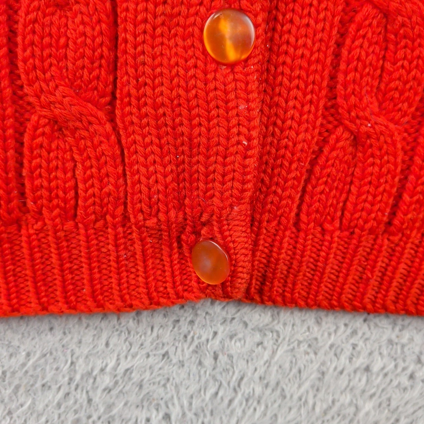 VTG 60s 70s Tami Sweater Womens Red Orange Cable Knit British Colony Hong Kong