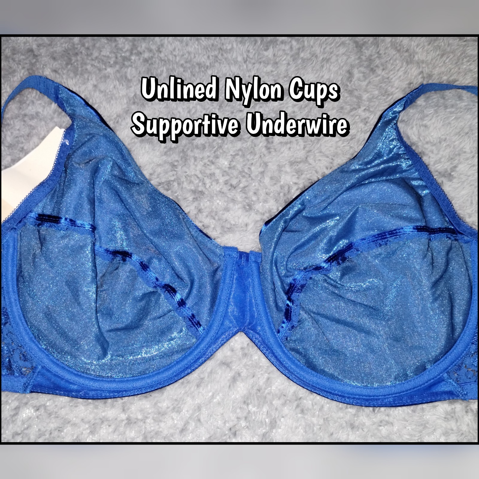 Maidenform Rendezvous NWT VTG Cobalt Blue Nylon Satin Lace Set 38D / Large