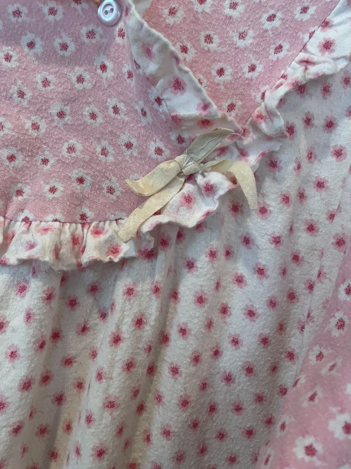 Vtg Dream Wear Nightgown Small Womens Flannel Pink Granny Modest Floral USA Read