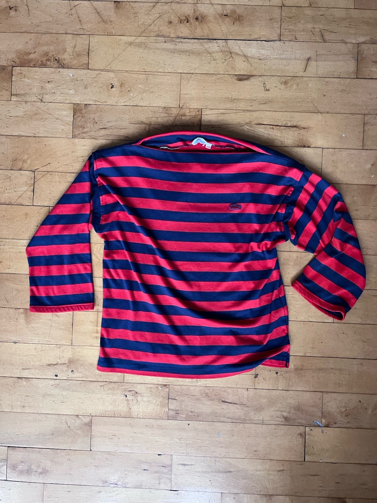 Vintage 60s Or 70s Lacoste Striped Boatneck 3/4 Sleeves Size M
