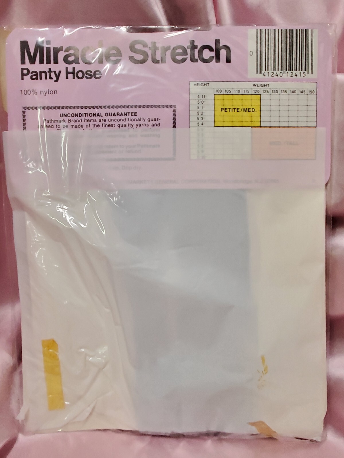 Vintage Miracle Stretch Pantyhose Pearl Grey Size Med Tall Nylon 21898 NOS New