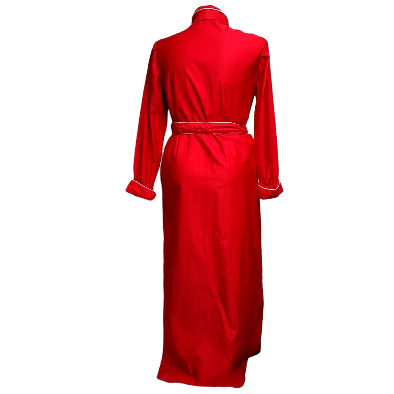 Vintage 70s 80s David Brown California Size L Red White Piping Lightweight Robe